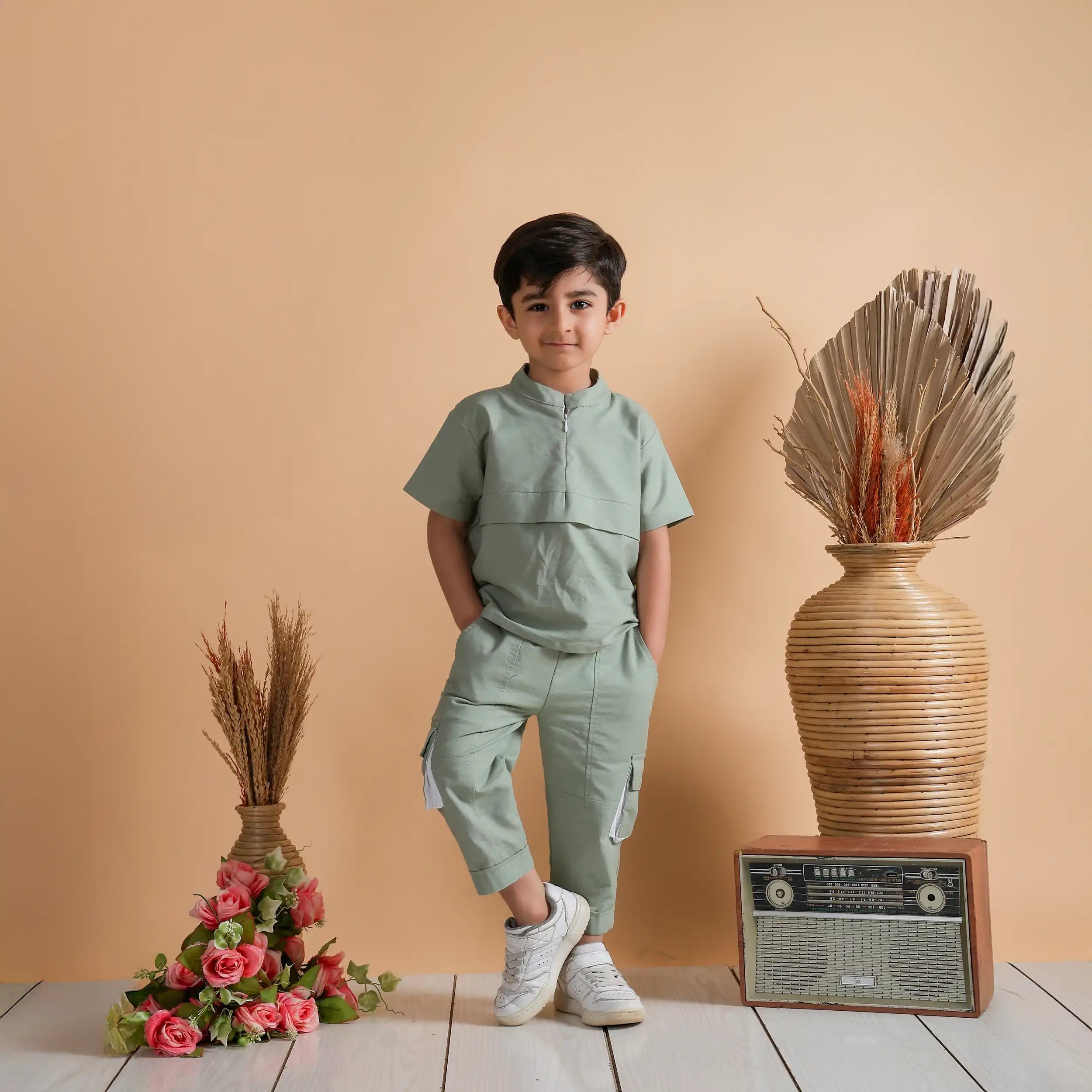 Heena Green  Pure Linen Co-ord Set with “Roarsome” Embroidery & 3D Pockets