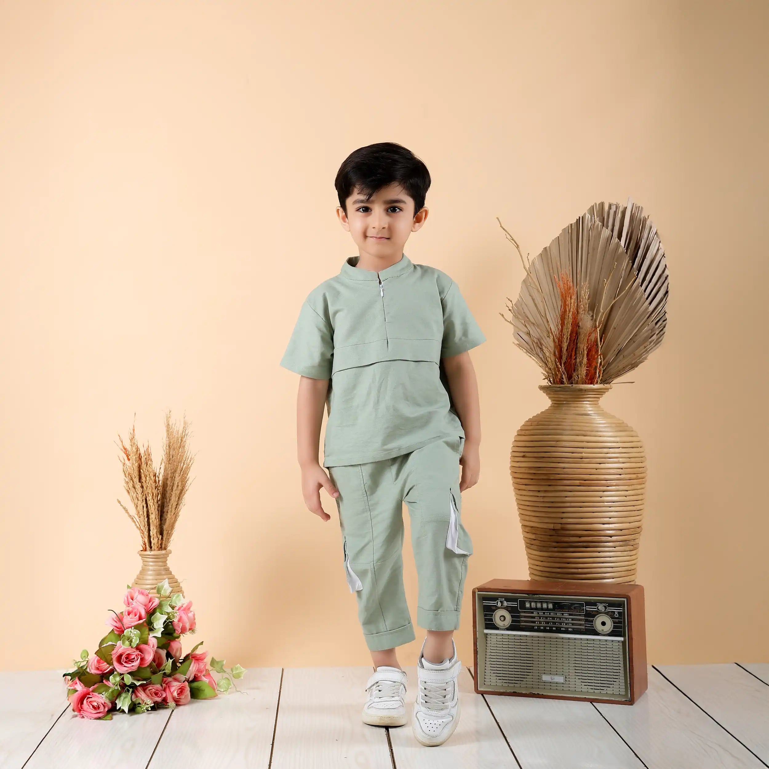 Heena Green  Pure Linen Co-ord Set with “Roarsome” Embroidery & 3D Pockets