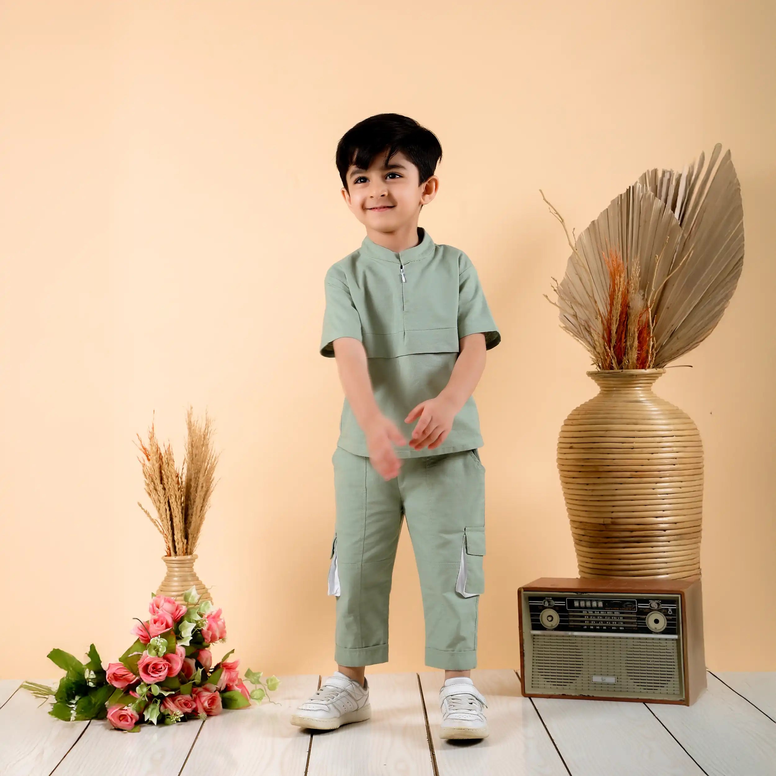 Heena Green  Pure Linen Co-ord Set with “Roarsome” Embroidery & 3D Pockets