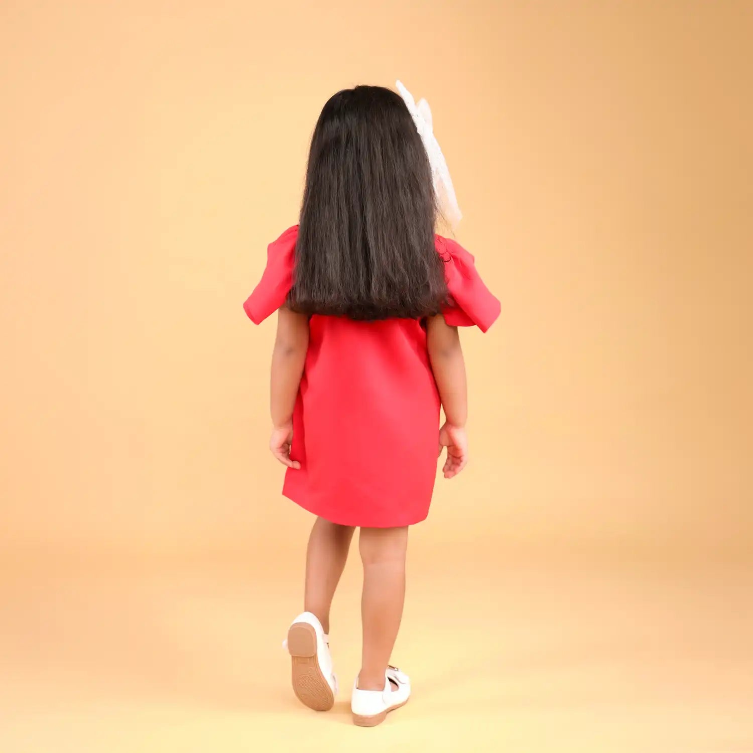 Ruffled Sleeves Red Mini Dress