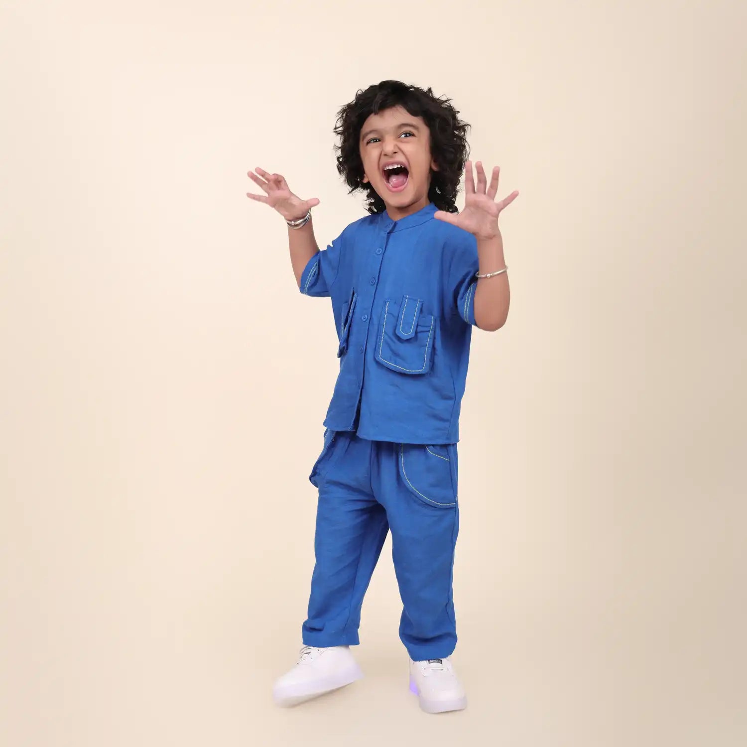 Royal Blue Soft Cotton Co-ord Set with Anchor Detailing