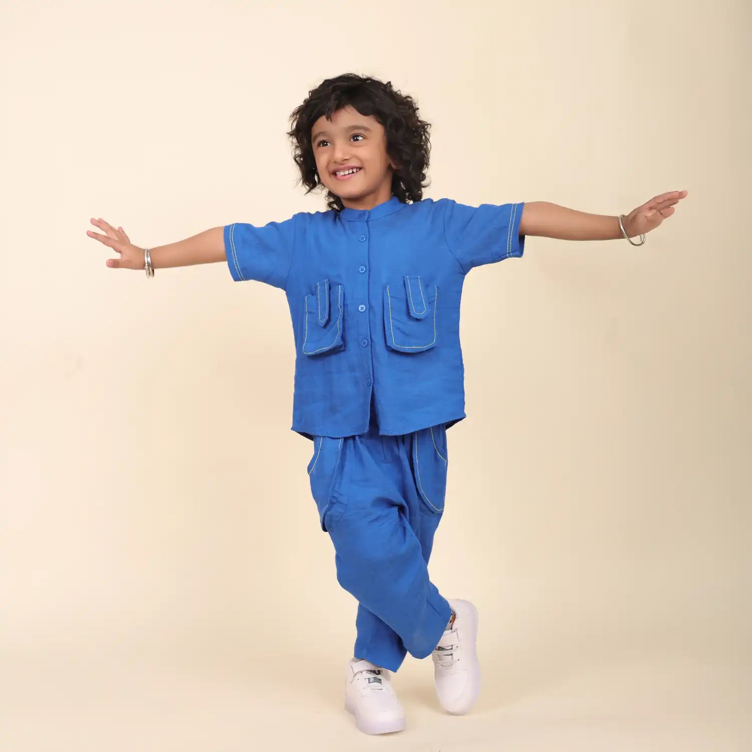 Royal Blue Soft Cotton Co-ord Set with Anchor Detailing