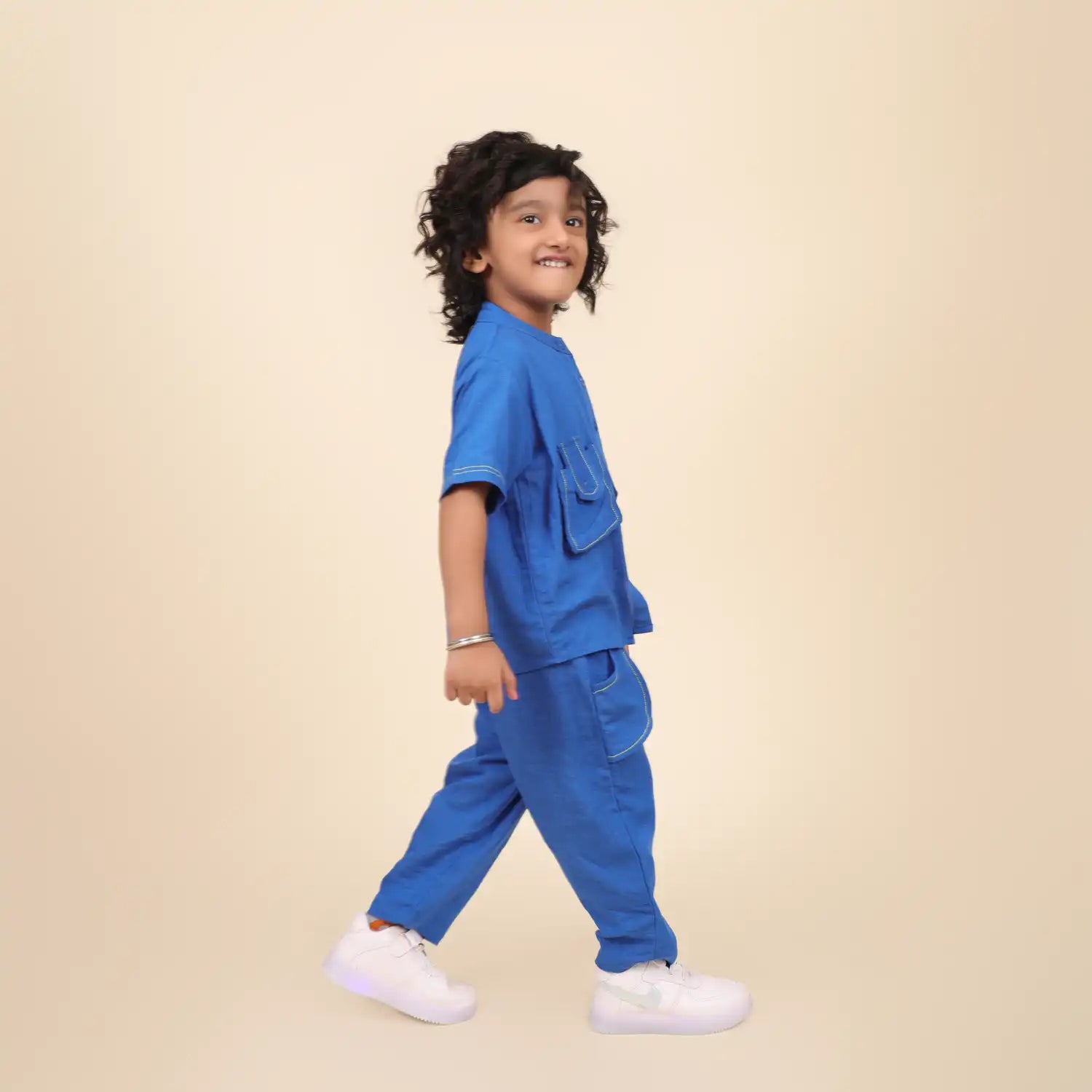 Royal Blue Soft Cotton Co-ord Set with Anchor Detailing