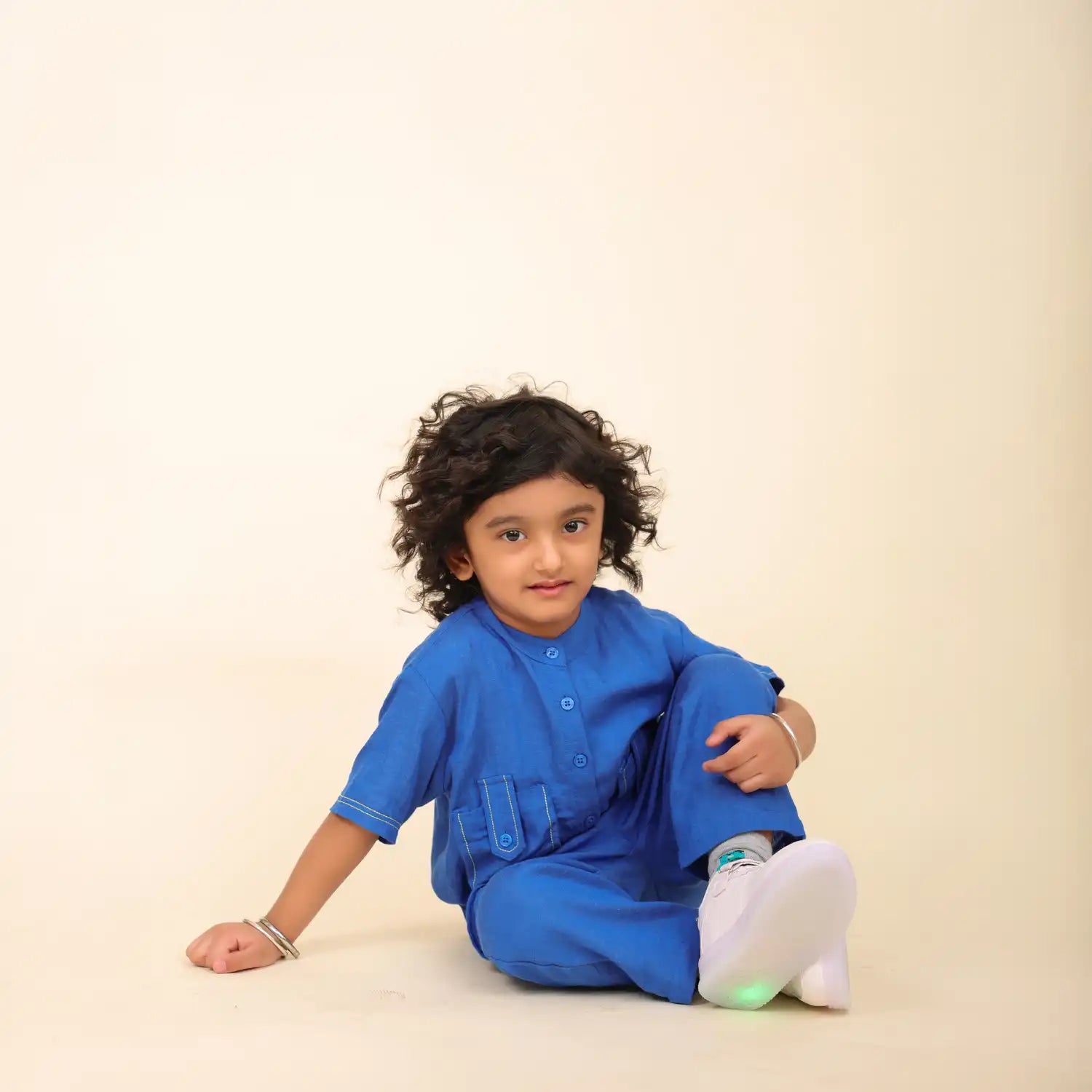 Royal Blue Soft Cotton Co-ord Set with Anchor Detailing