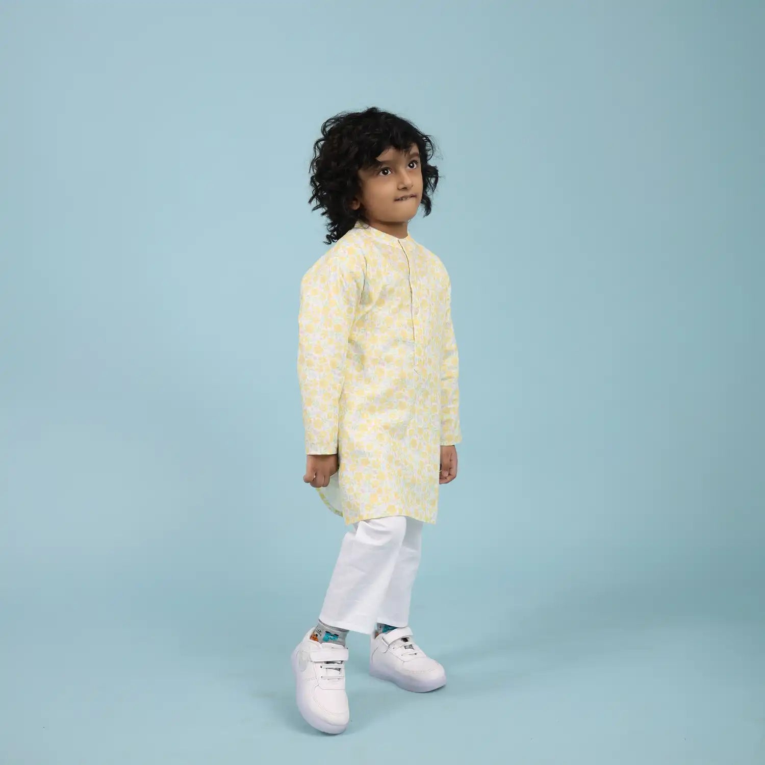 Linen Floral Kurta Pajama Set