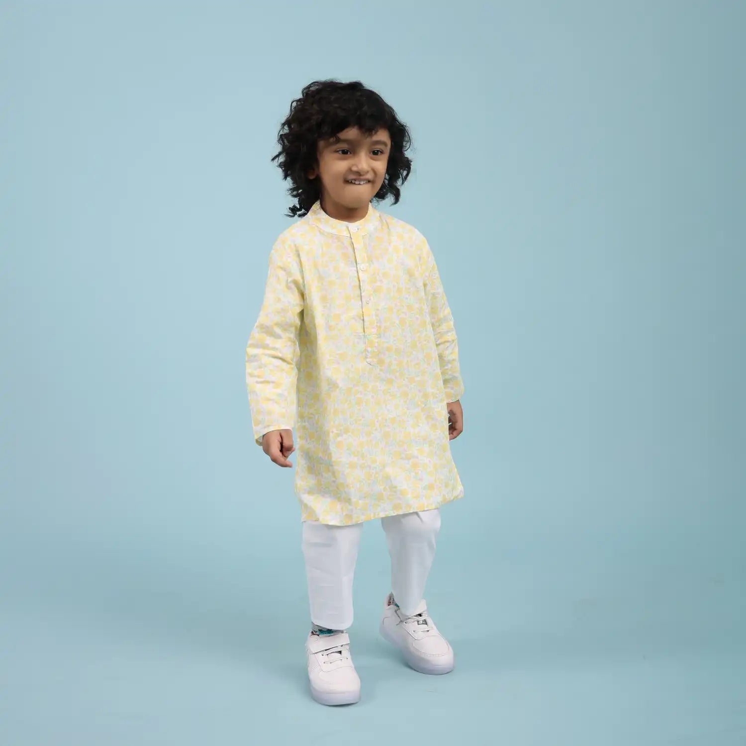 Linen Floral Kurta Pajama Set
