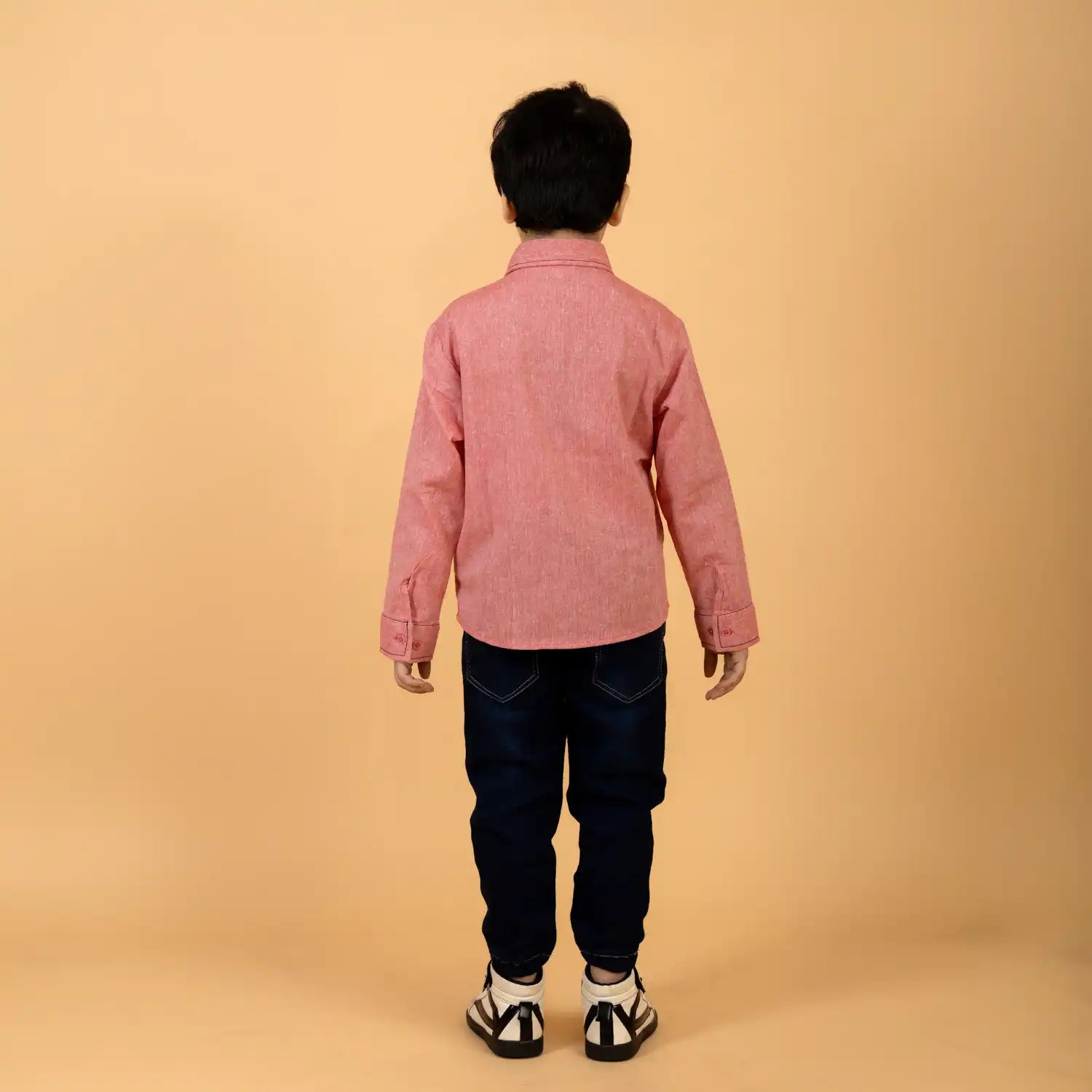 Chinese Collar Carrot Orange Linen Shirt