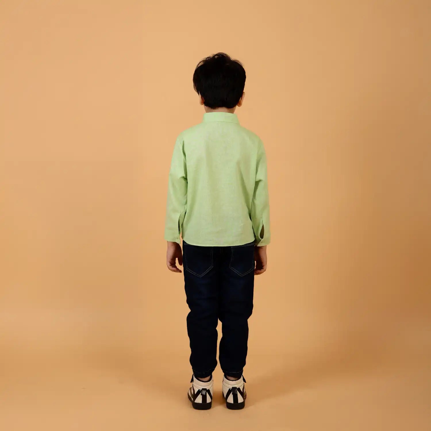 Pastel Green Linen Shirt with Oversized Pocket