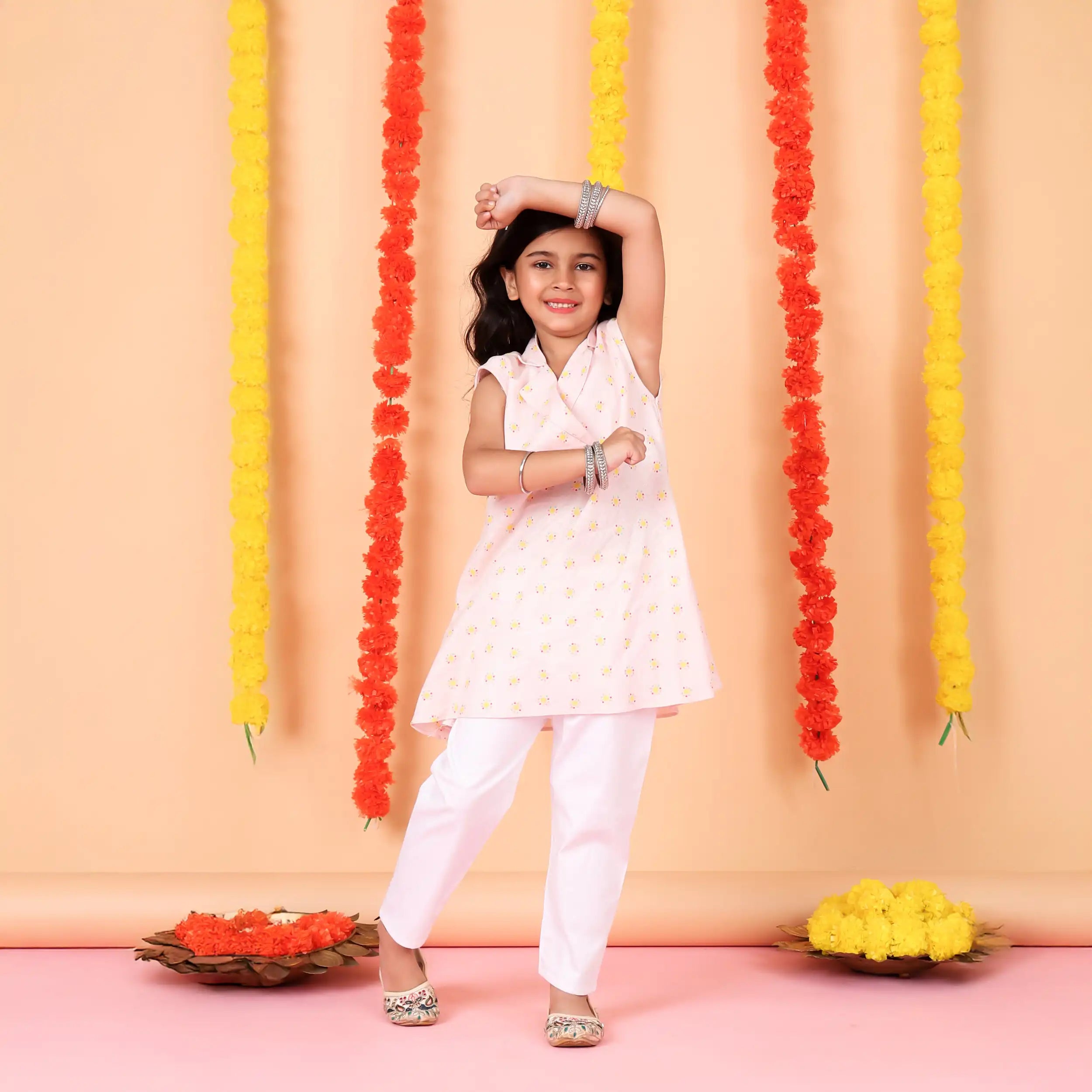 Pink Serenity Cotton-Linen Kurti Set