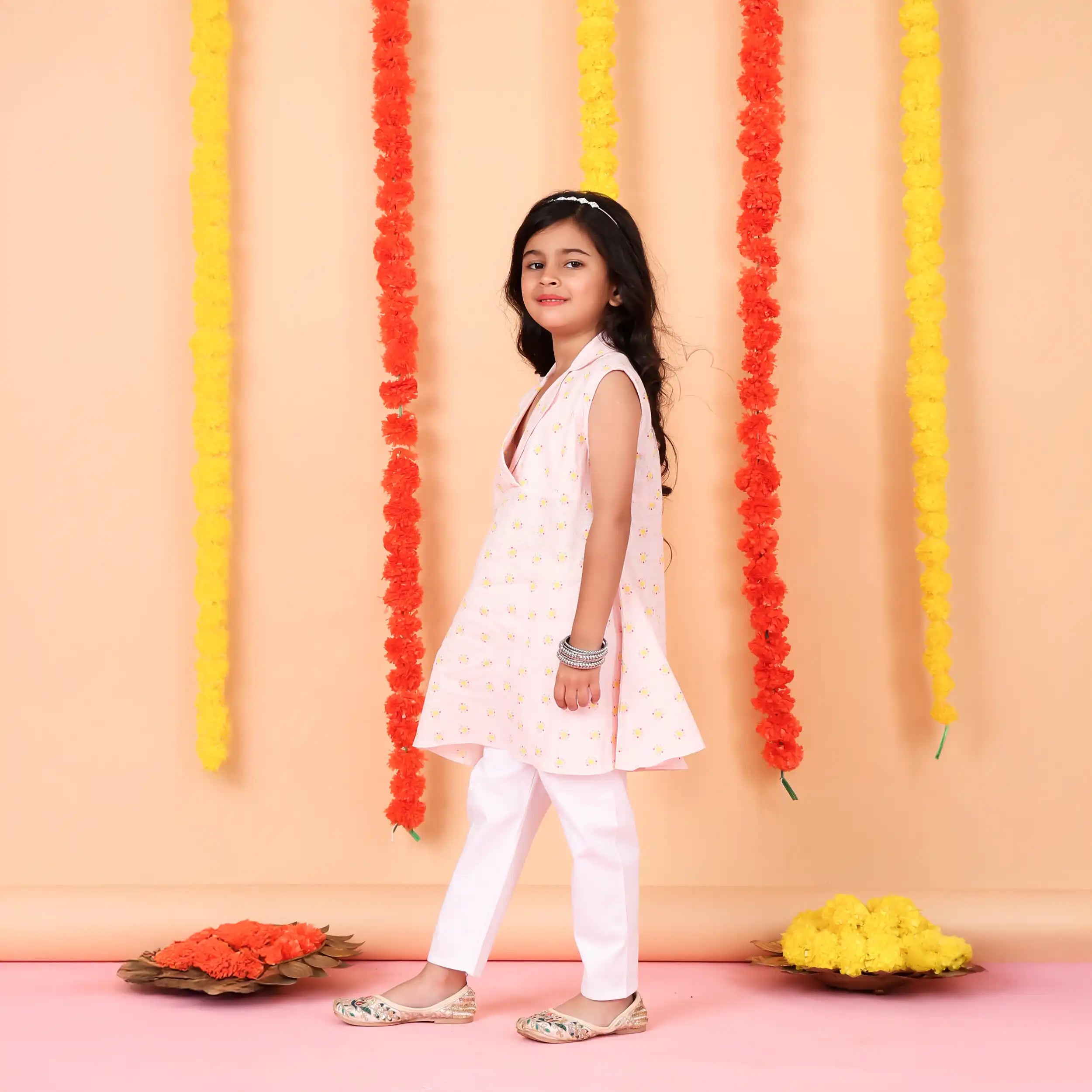 Pink Serenity Cotton-Linen Kurti Set