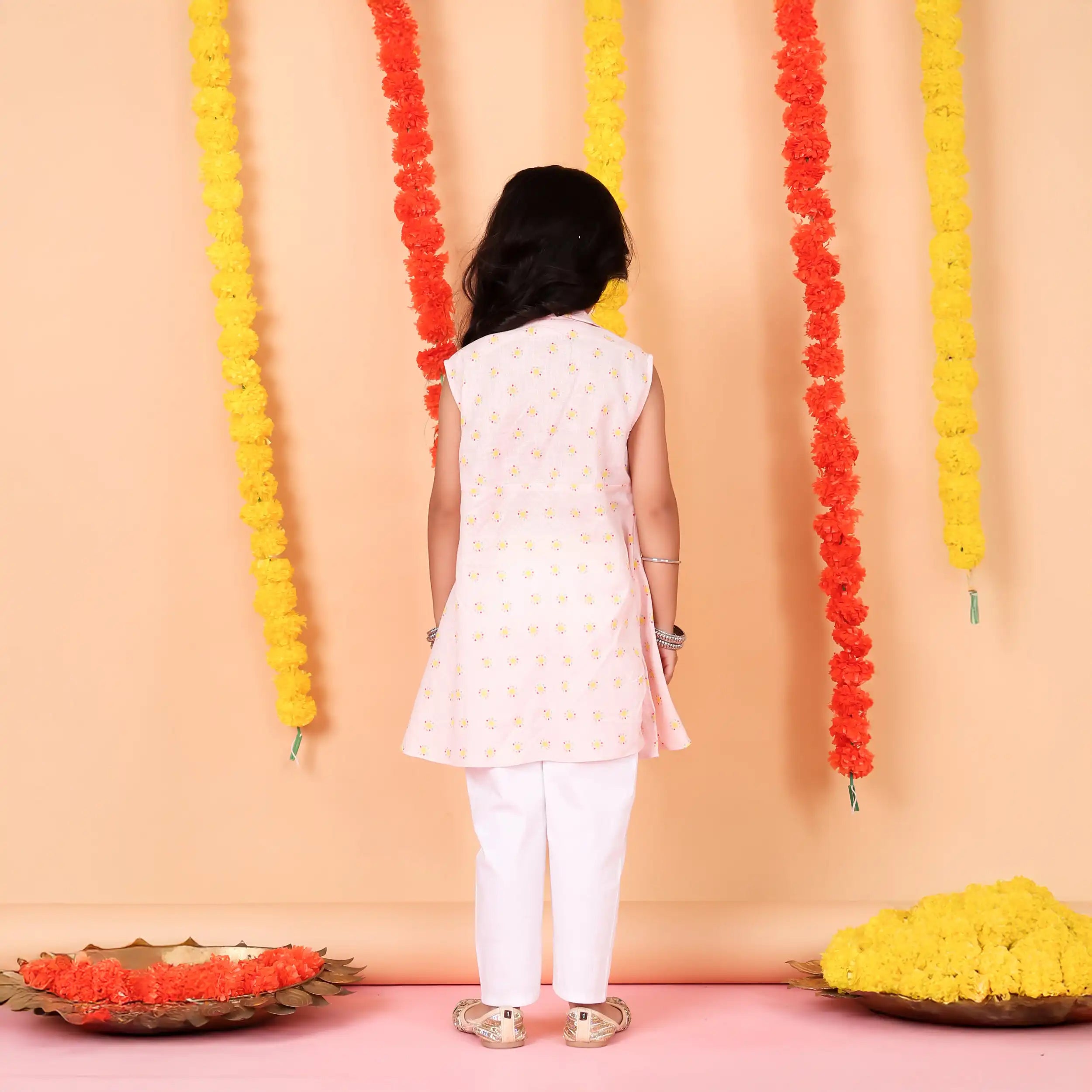 Pink Serenity Cotton-Linen Kurti Set