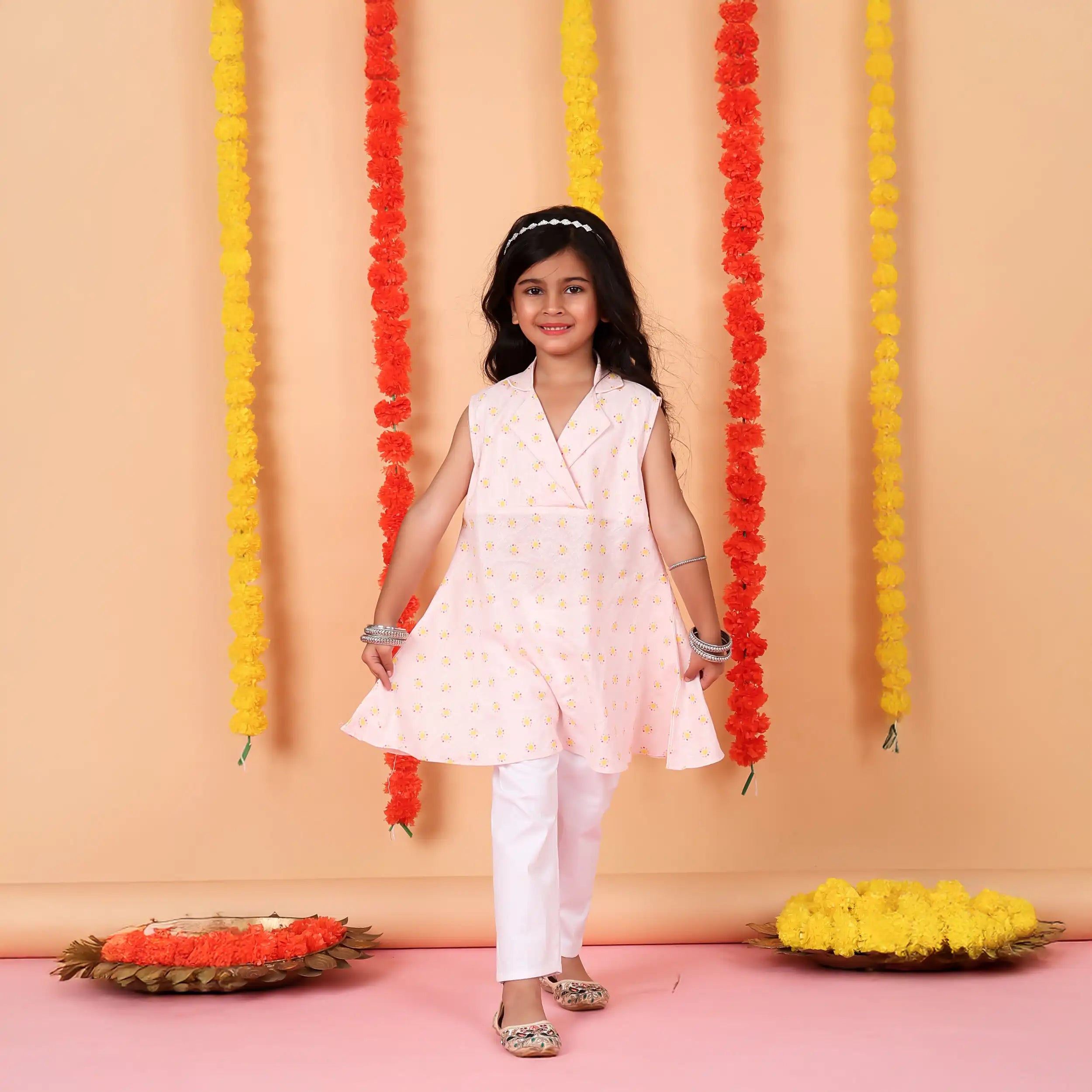 Pink Serenity Cotton-Linen Kurti Set