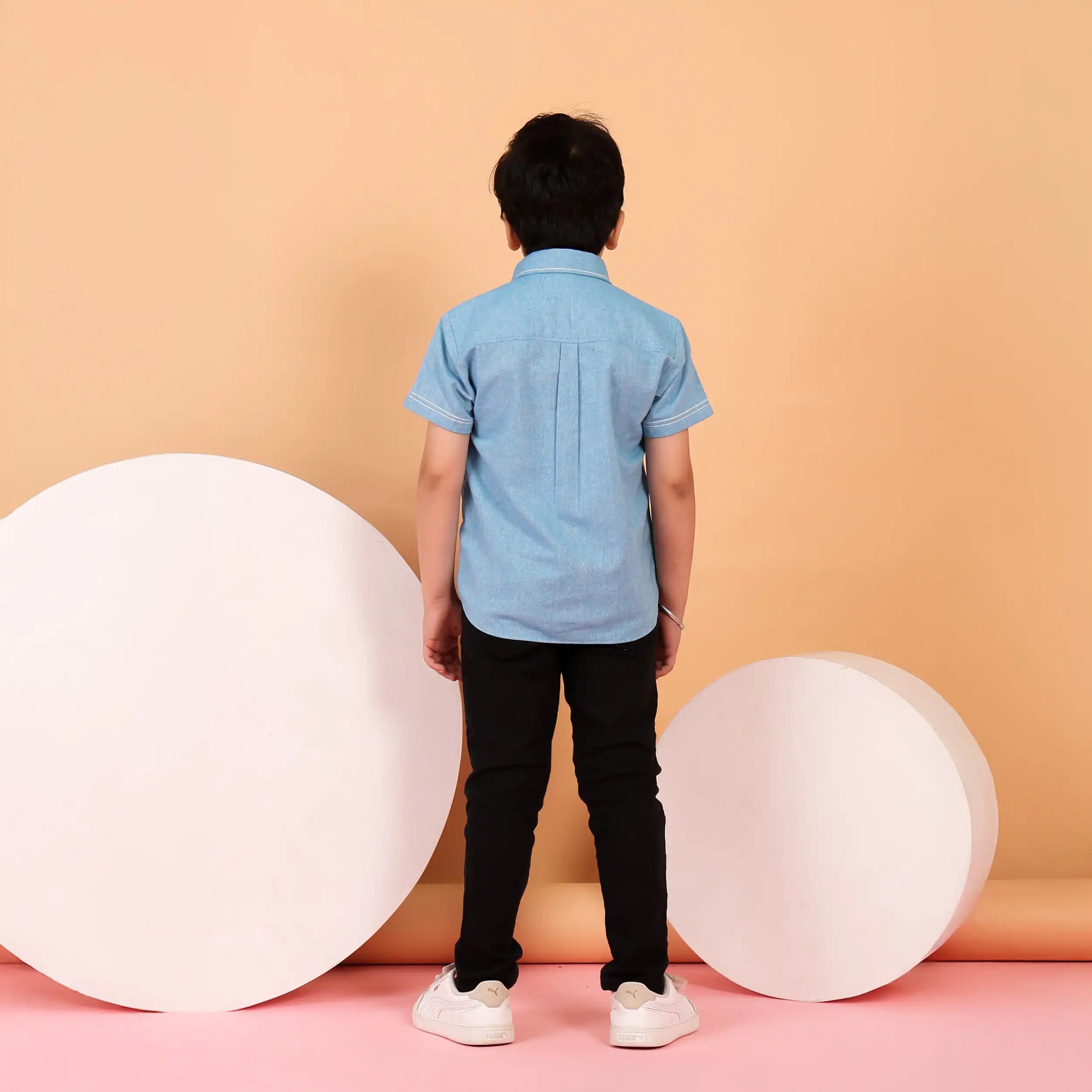 Zipper Collar Blue  Casual Shirt