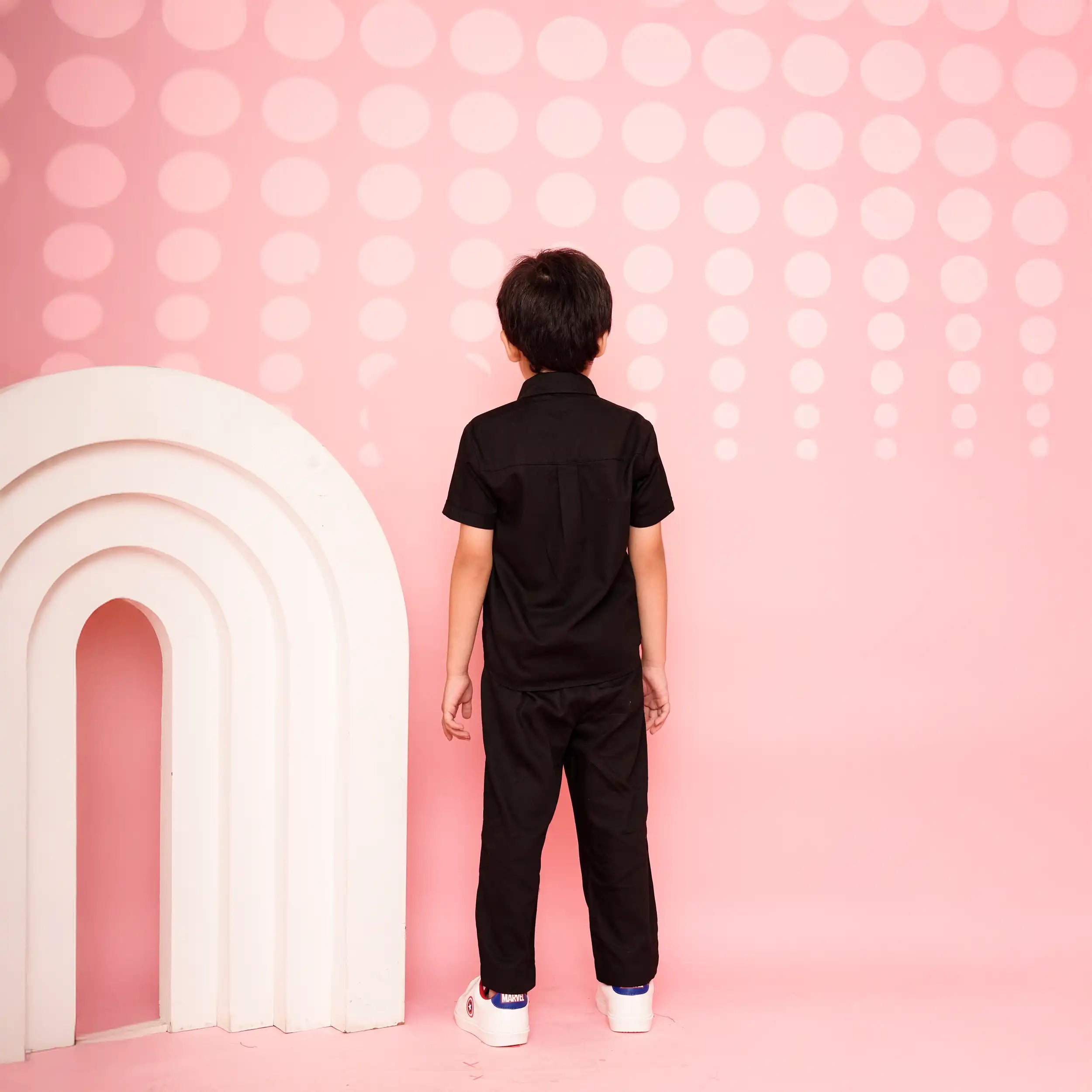 Black & Red  Abstract Denim Co-ord Set for Kids