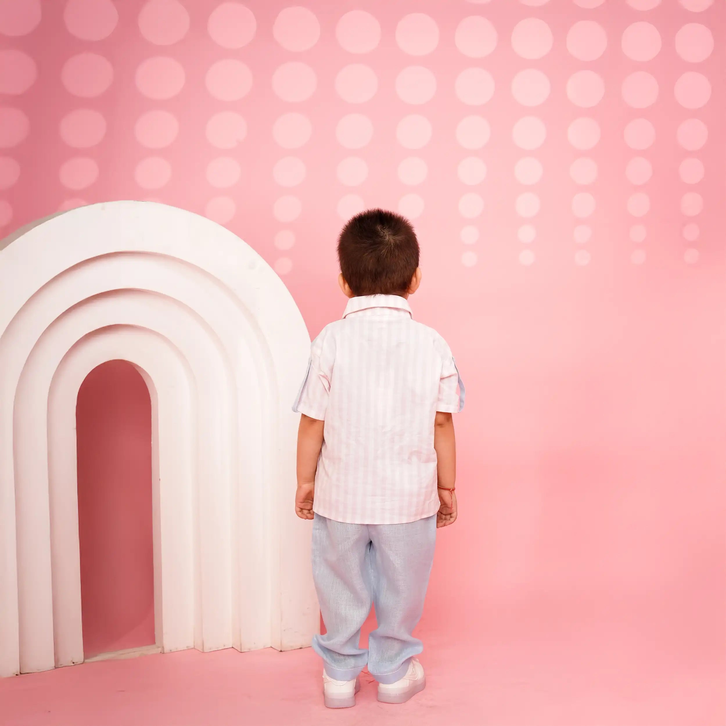 Blue & Pink Striped Linen Co-ord Set