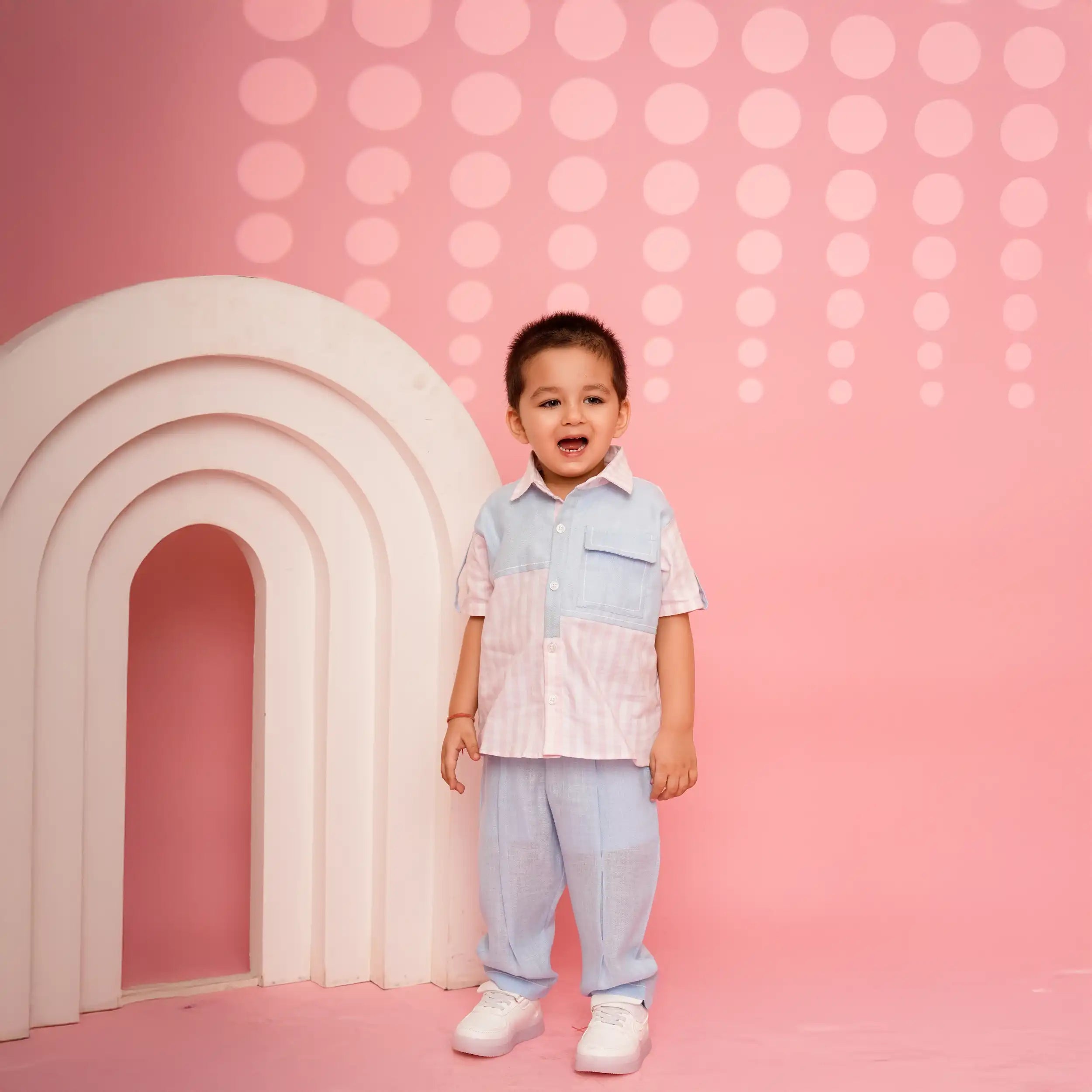 Blue & Pink Striped Linen Co-ord Set