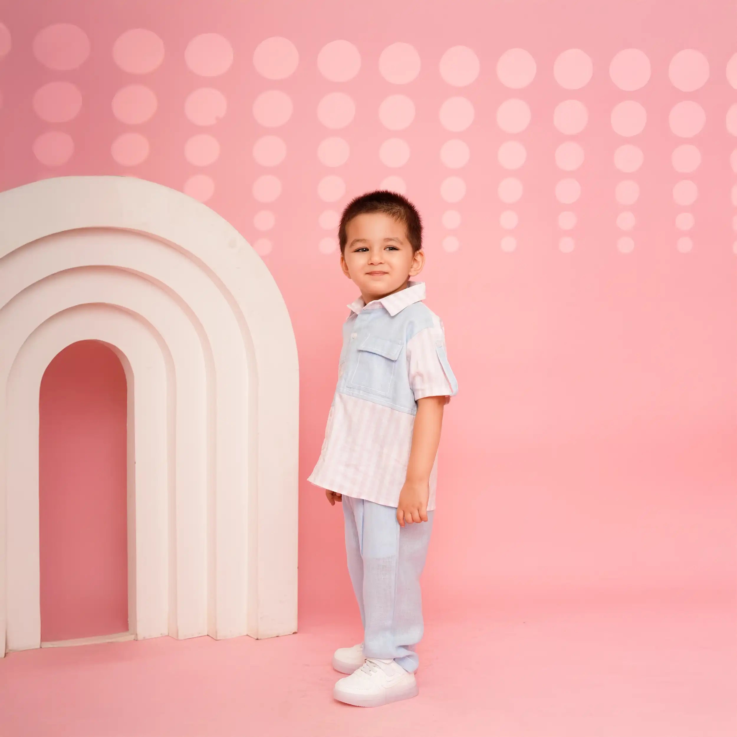 Blue & Pink Striped Linen Co-ord Set