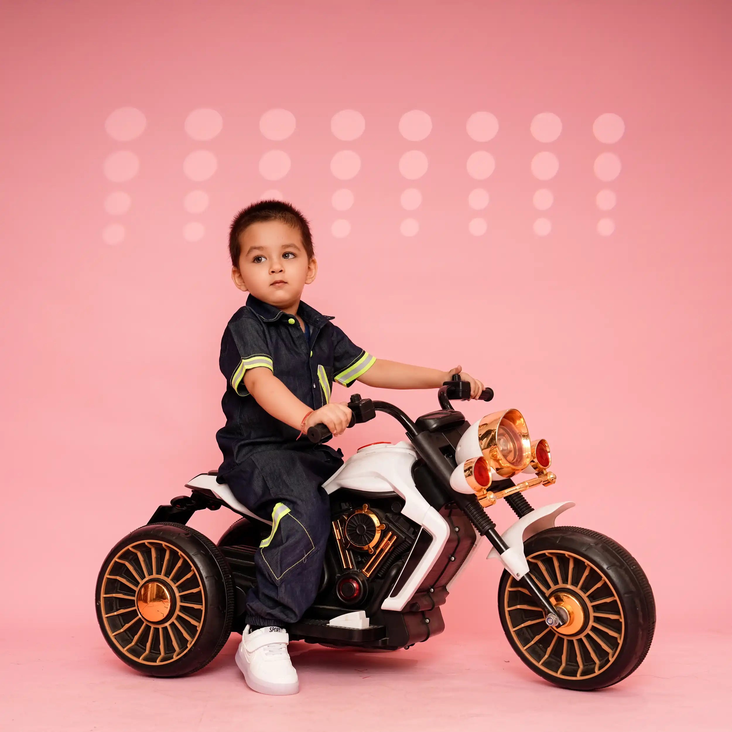 Dark Denim Co-ord Set with Neon Pop Details