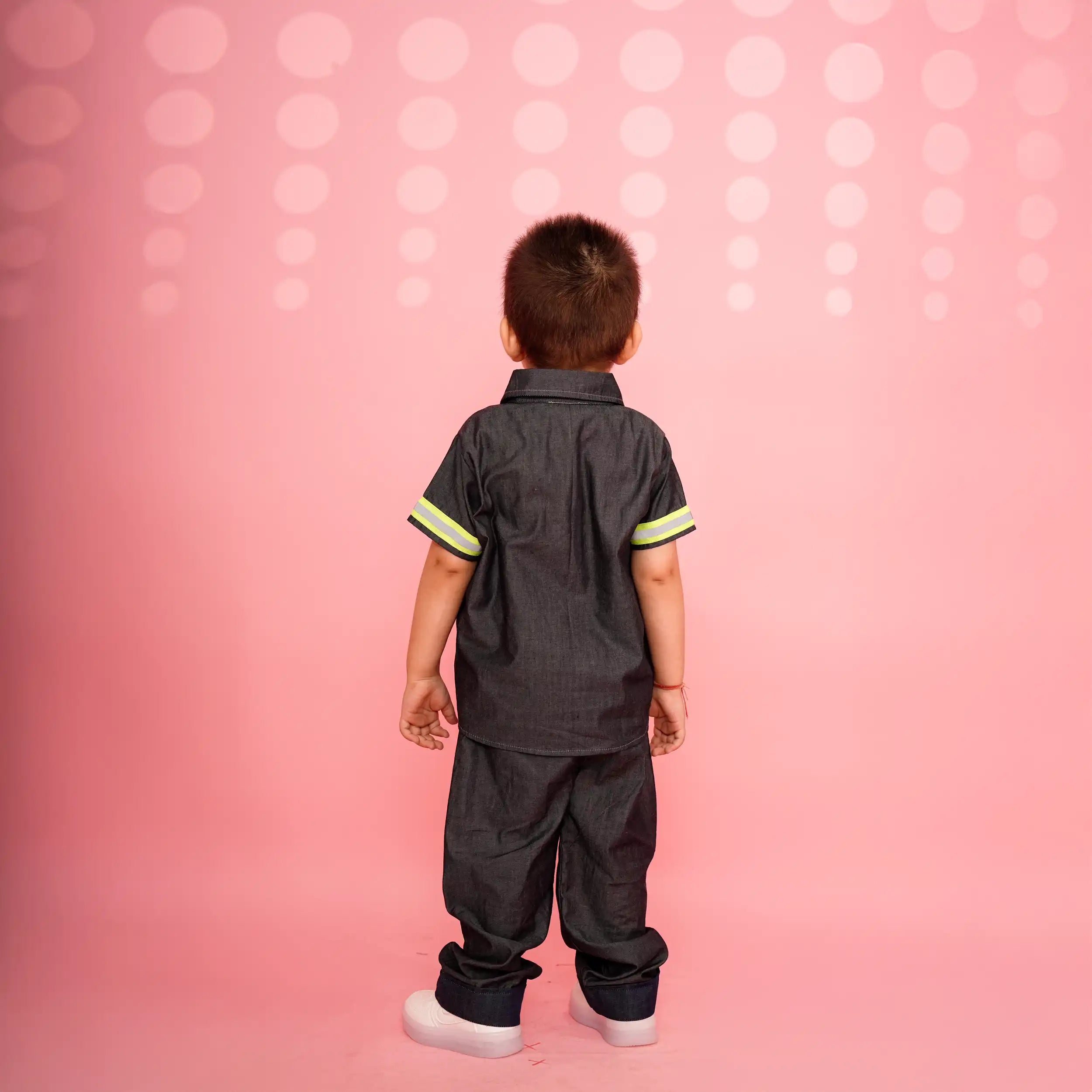 Stylish Dark Denim Kids Co-Ord Set with Neon Accents