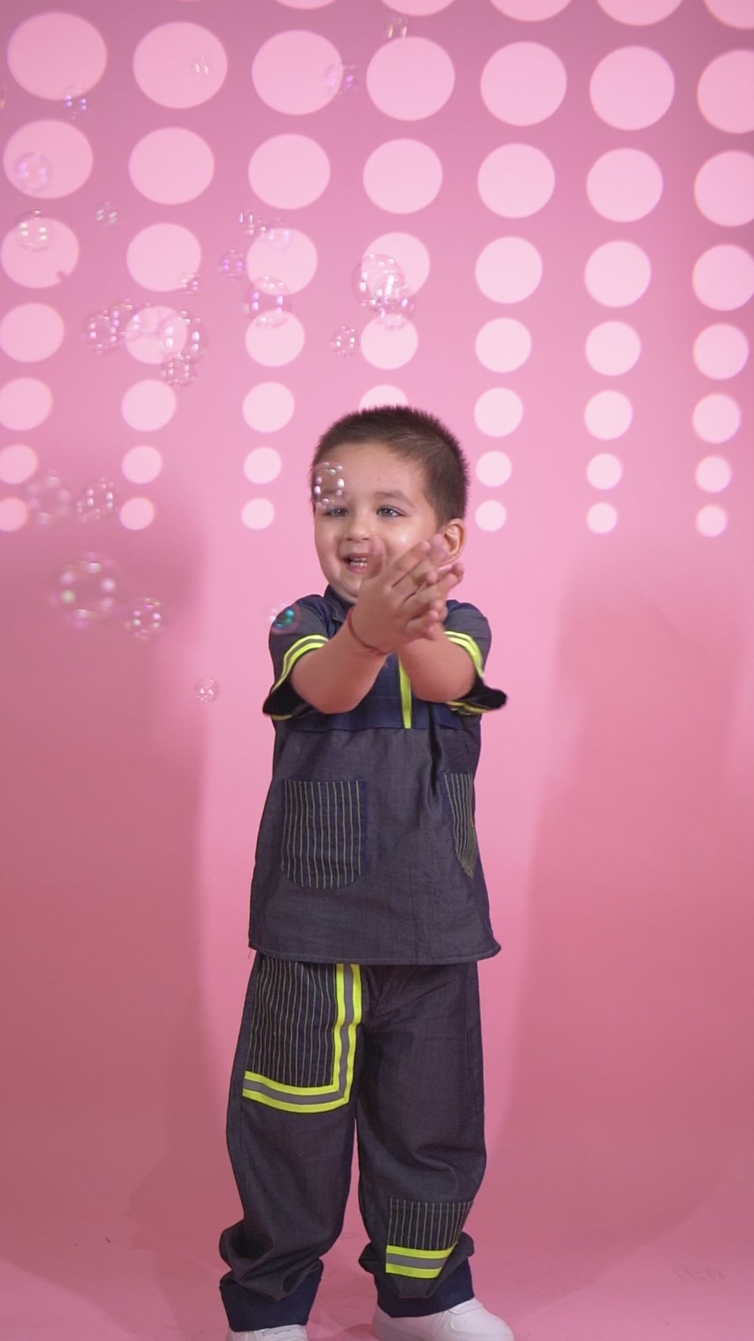 Stylish Dark Denim Kids Co-Ord Set with Neon Accents