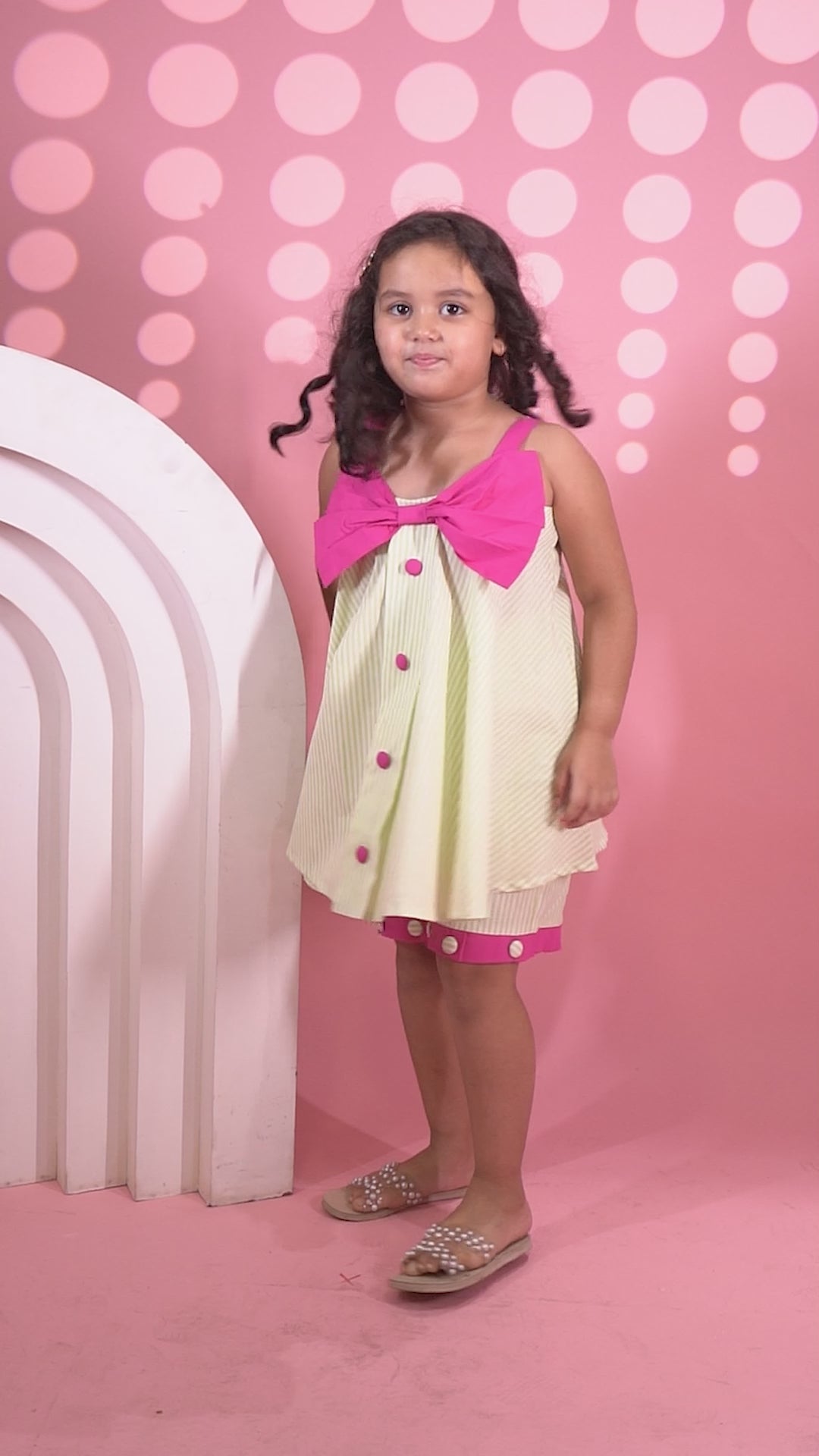 Stripe Pop Co-ord Set with Hot Pink Bow