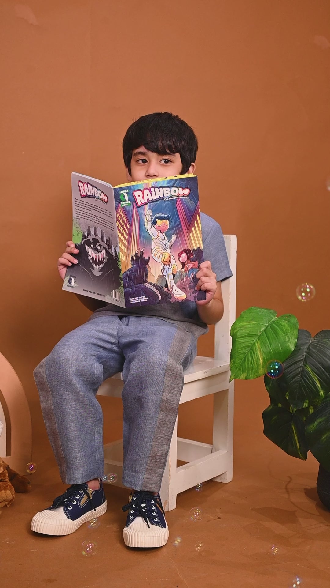 Pure Linen Co-Ord Set in Grey & Blue tone