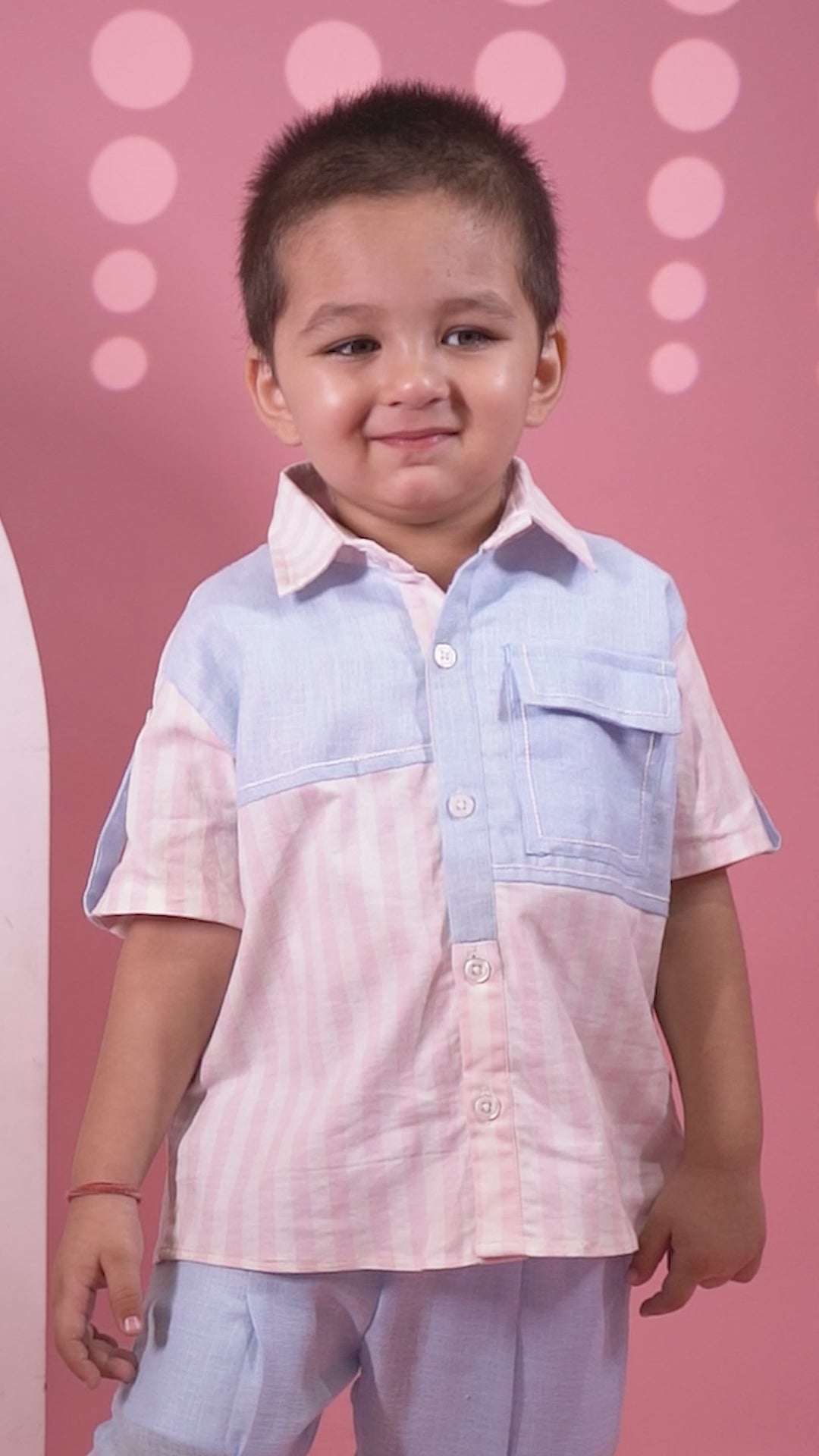 Blue & Pink Striped Linen Co-ord Set